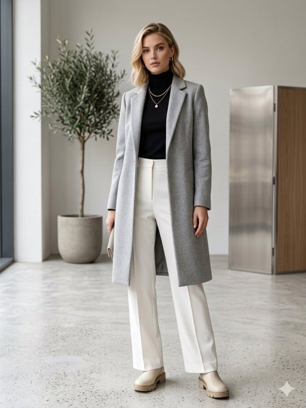 Zara Classic Grey Coat – Size S